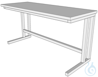 laboratory writing table, C-frame L600/T750 stainless steel  dimension: 1500x600x750 mm (LxTxH)...